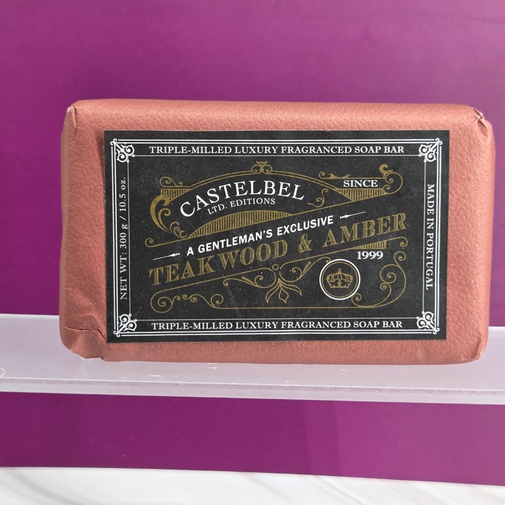 Castelbel Soap Bar Mens 10 5oz Teakwood Amber Triple‎ Milled Luxury Portugal New